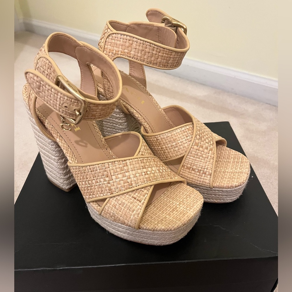 Coach Nelly Raffia Sandal in natural